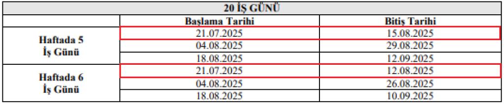 Uygun Staj Tarihleri